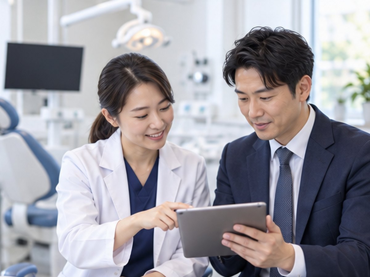 Dentist reviewing practice finances with an accountant