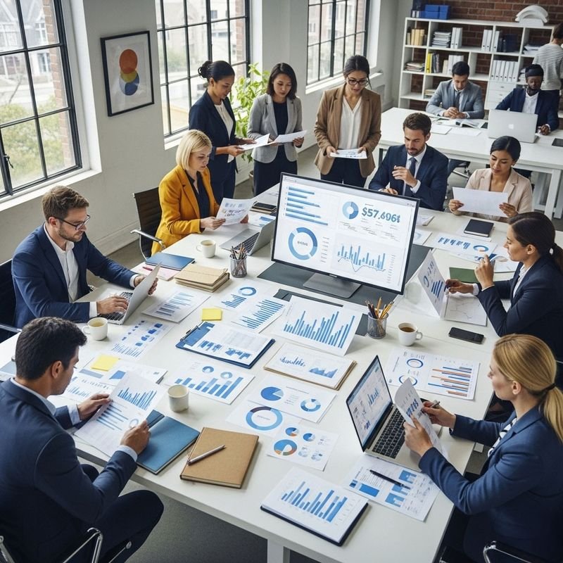 Accountants reviewing business financial reports